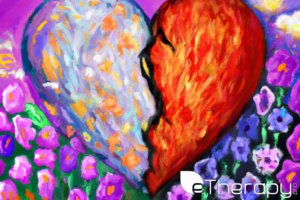 A colorful digital painting reveals a heart split into two halve - What are Zero-Sum Games in Relationships
