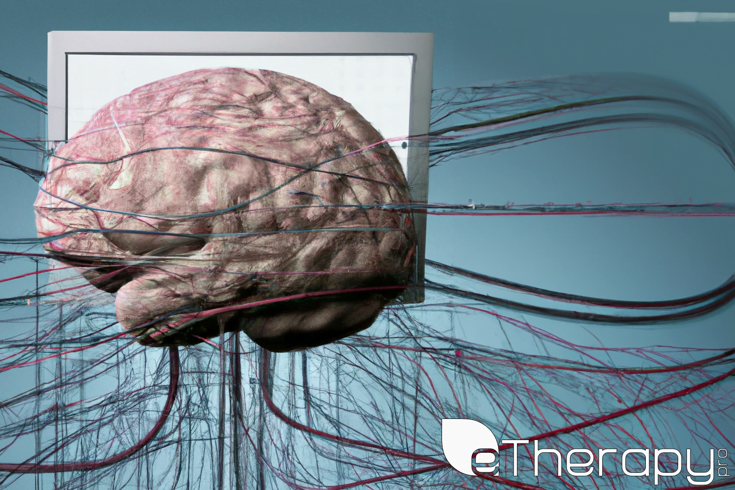 A brain connected to a computer monitor via various wires - Is Modern Life Rewiring Our Brains