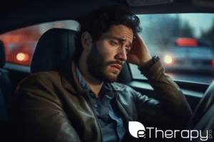 A young adult in their late twenties looking stressed while stuck in traffic - Can Unchecked Stress Lead to Mental Disorders