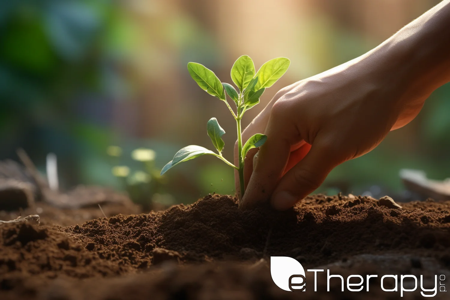 A close-up of a person's hands planting a seedling in a garden - Approaches to Healing from Trauma