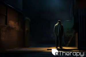 A scene depicting someone in an alleyway at night - What Drives Substance Dependence